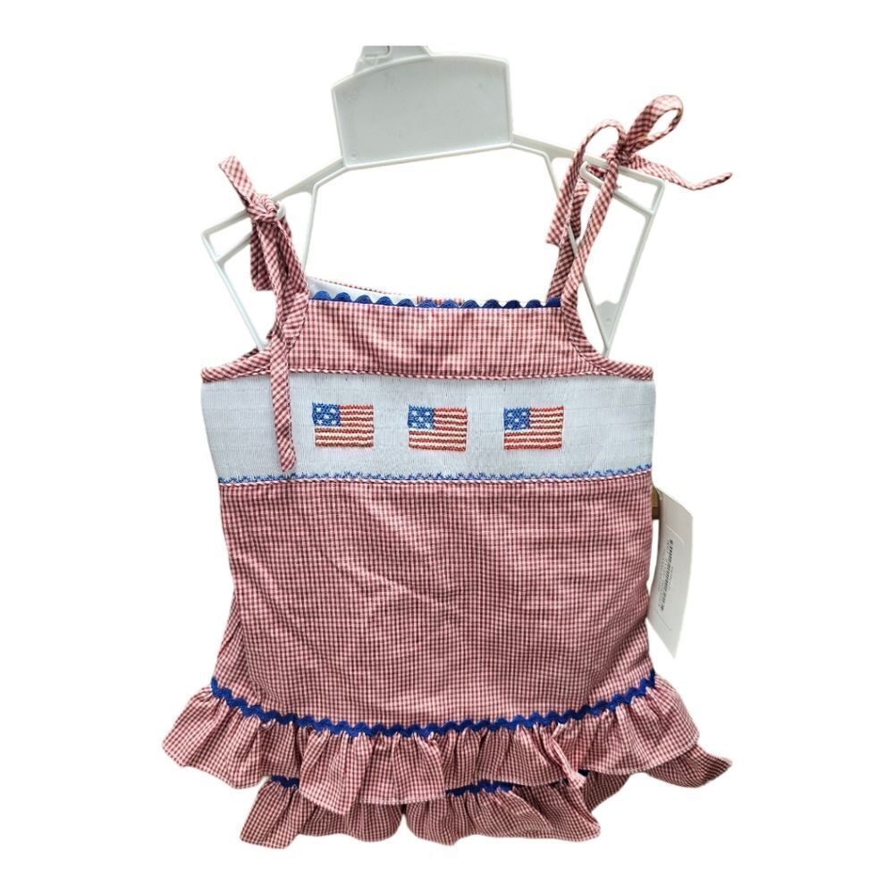 HAUTE SMOCKS Gingham Check Flag Dress - Size 18M NWT
